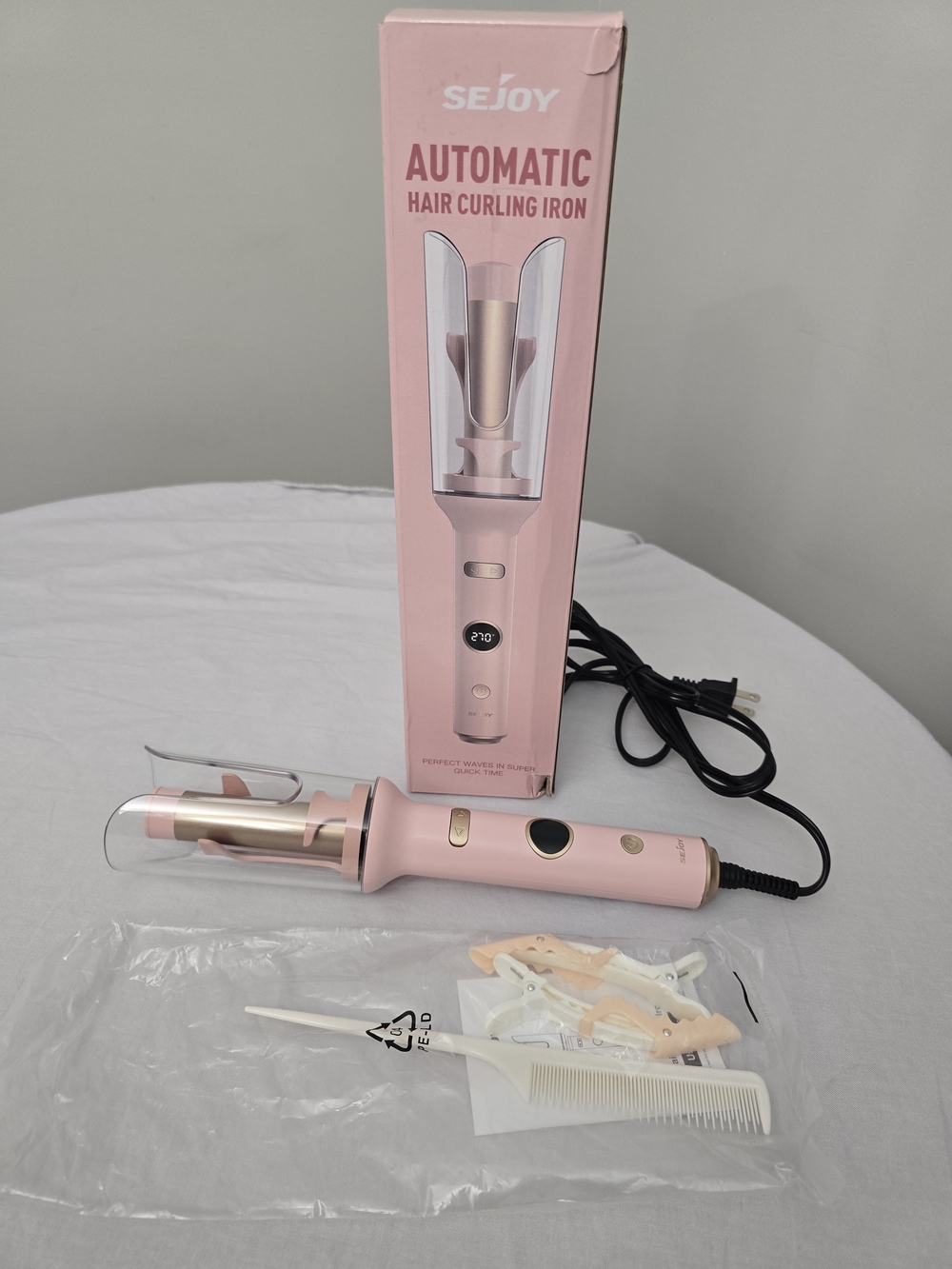 Automatic Hair Curler Auto Rotating Curling Iron 5 Temp Settings 2 Way Twist